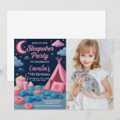 Leuke Sleepover Party Uitnodiging voor Meisjes (Voorkant / Achterkant)