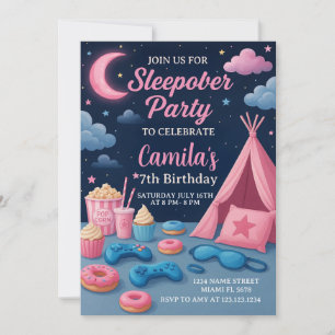 Leuke Sleepover Party Uitnodiging voor Meisjes