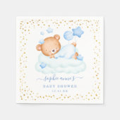 Leuke Sleepy Teddy Bear Balloons Jongen Baby showe Servet (Voorkant)