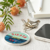 Leuke sleutelhanger met strandkunst Siesta Key (Zijkant)
