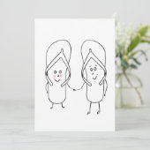 leuke slippers, stel, sandaal thema kaart (Staand voorkant)