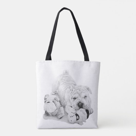leuke slogan en een schattige scheerpup tote bag (Achterkant)