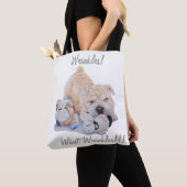 leuke slogan en een schattige scheerpup tote bag (Dichtbij)