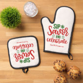 Leuke slok Savor & Vier Gingerbread Kerstmis Ovenwant & Pannenlap Set (Top down)