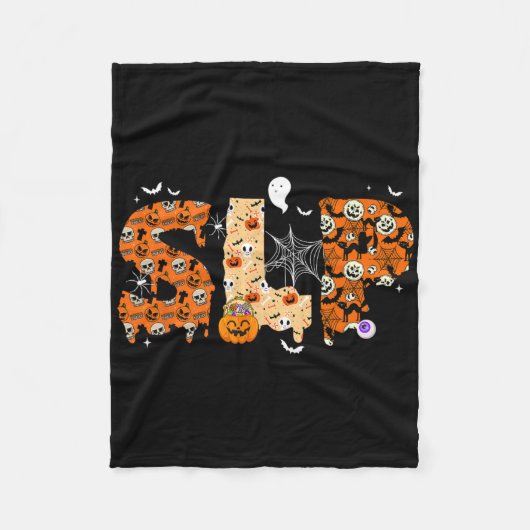Leuke Slp Halloween Kostuum Pompoen Herfst Skelet Fleece Deken (Voorkant)