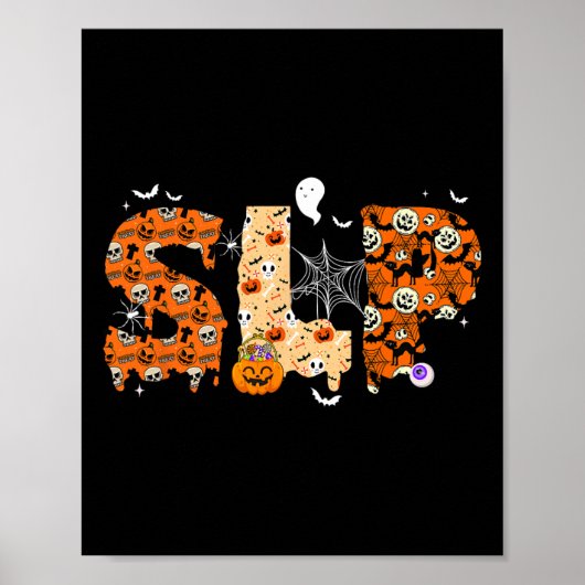 Leuke Slp Halloween Kostuum Pompoen Herfst Skelet Poster (Voorkant)
