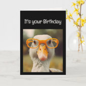 Leuke Smart Goose Glasses Verjaardagsdier Humor Kaart (Gele Bloem)