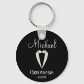 Leuke smoking met Bow Groomsman Zwart Sleutelhanger (Voorkant)