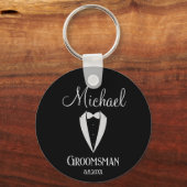Leuke smoking met Bow Groomsman Zwart Sleutelhanger (Voorkant)