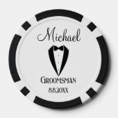 leuke smoking met strik bruidsjonker persoonlijk c poker chips (Achterkant)