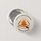 Leuke S'more Bonfire 1e Verjaardag Button (Voorkant /achterkant)