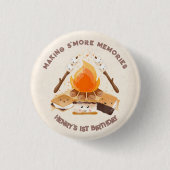 Leuke S'more Bonfire 1e Verjaardag Button (Voorkant)