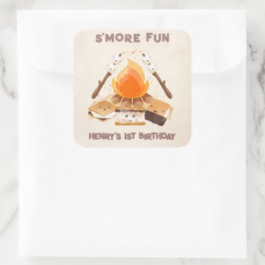 Leuke S'more Campfire 1e Verjaardagsplein Sticker (Tas)
