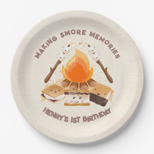 Leuke S'more Leuke Kampvuur 1e Verjaardagspapier B Papieren Bordje (Voorkant)