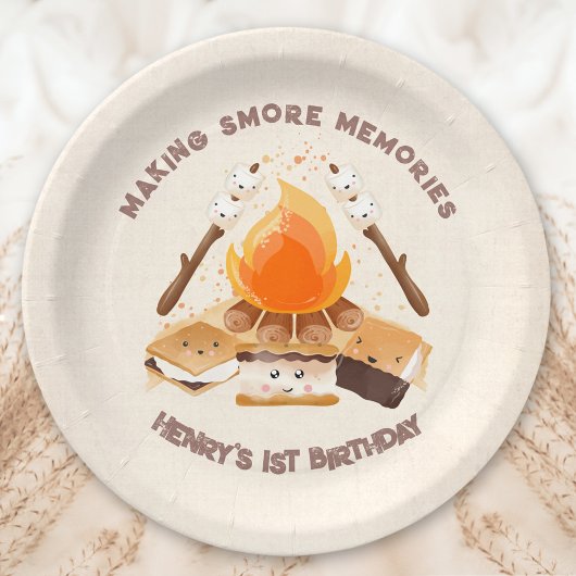 Leuke S'more Leuke Kampvuur 1e Verjaardagspapier B Papieren Bordje