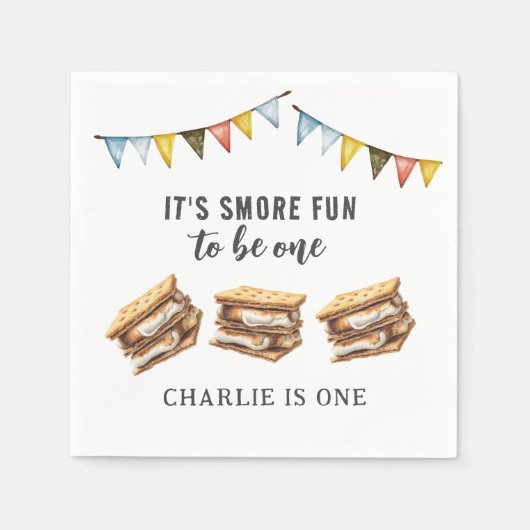 Leuke Smores Camping Rustiek 1e Verjaardag Servet (Voorkant)