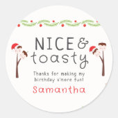 Leuke S'mores Marshmallows Kinderen Kerst Verjaard Ronde Sticker (Voorkant)