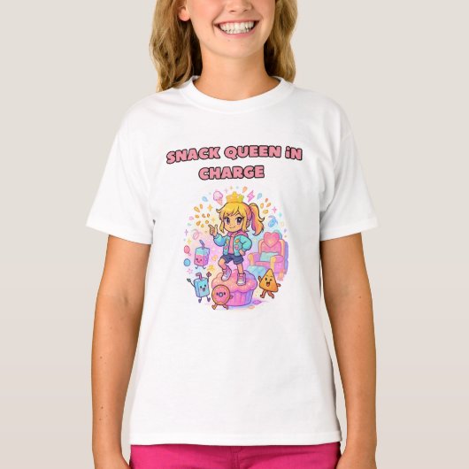 Leuke Snack Queen Meisjes shirt (Voorkant)
