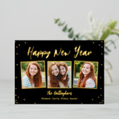 Leuke Snapshots Foil Gelukkig Nieuwjaar Kaart (Staand Voorkant)