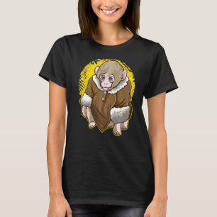 Leuke sneeuw makaak aap draagt een jas meme 1 t-shirt