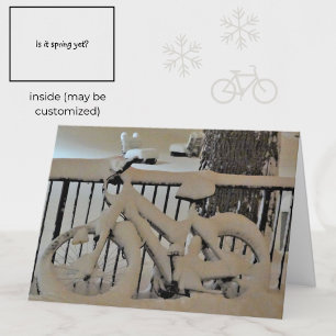 Leuke Sneeuwfiets Zwart + Witte Fotokaart Kaart