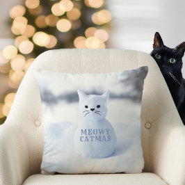 Leuke Sneeuwkat Meowy Catmas Sneeuwvlokken Kerstmi Kussen