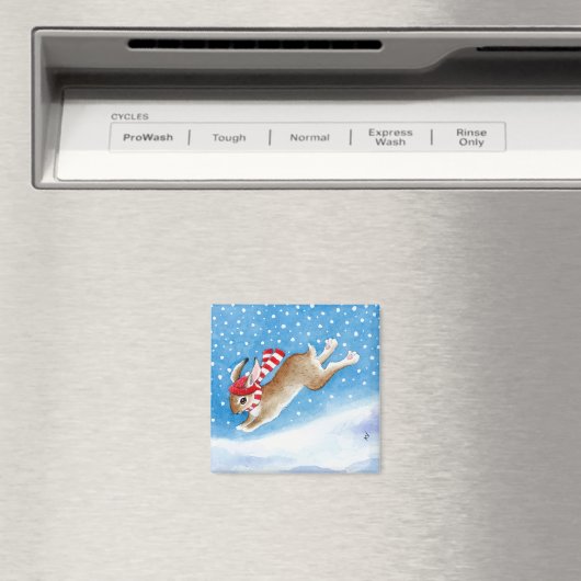 Leuke sneeuwkonijn cartoon magneet (Insitu (Vaatwasser))