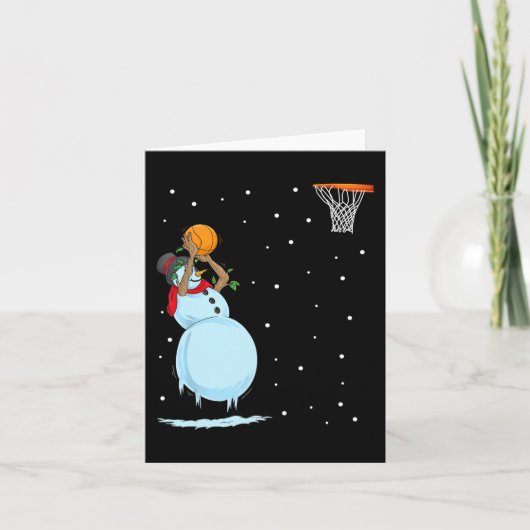 Leuke Sneeuwman Basketbal Kerstmis Kaart (Voorkant)