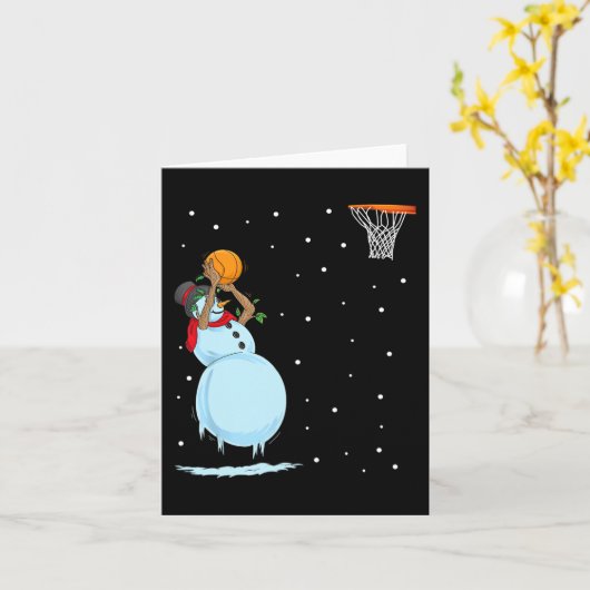 Leuke Sneeuwman Basketbal Kerstmis Kaart (Gele Bloem)
