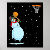 Leuke Sneeuwman Basketbal Kerstmis Poster (Voorkant)