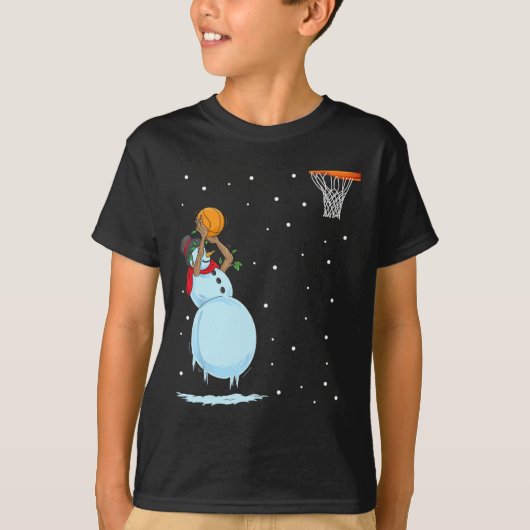 Leuke Sneeuwman Basketbal Kerstmis T-shirt (Voorkant)