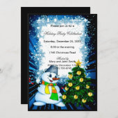 Leuke Sneeuwman Boom Kerstfeest uitnodiging (Voorkant / Achterkant)