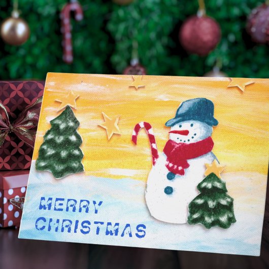 Leuke sneeuwman en kerstboom feestdagen kaart