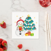 Leuke sneeuwman en kerstboom servet (Insitu)
