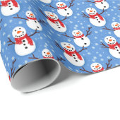 Leuke sneeuwman en sneeuwvlokken cadeaupapier (Rol Hoek)