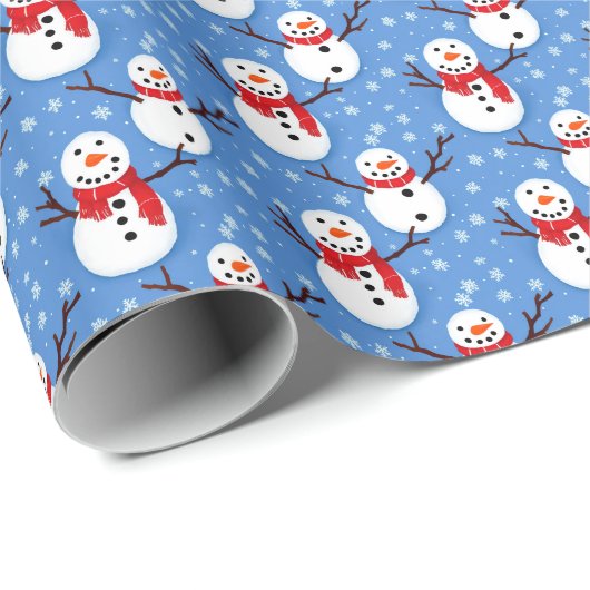 Leuke sneeuwman en sneeuwvlokken cadeaupapier (Rol Hoek)