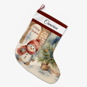Leuke Sneeuwman gepersonaliseerd Grote Kerstsok (Voorkant (Hangend))