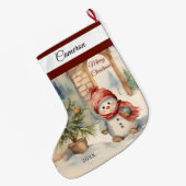 Leuke Sneeuwman gepersonaliseerd Grote Kerstsok (Achterkant (Hangend))