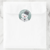 Leuke Sneeuwman Illustratie Winter Kerstmis Ronde Sticker (Tas)