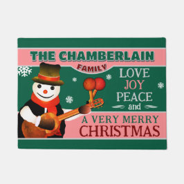 Leuke sneeuwman in Pet en sjaal | GROENE Kerstmis Deurmat