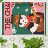 Leuke sneeuwman in Pet en sjaal | GROENE Kerstmis Theedoek (Gevouwen)