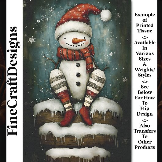 Leuke sneeuwman in Red Santa Hat & Boots BA6 Decou Tissuepapier