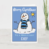 Leuke sneeuwman kerst Kaart voor een chef-kok (Voorkant)