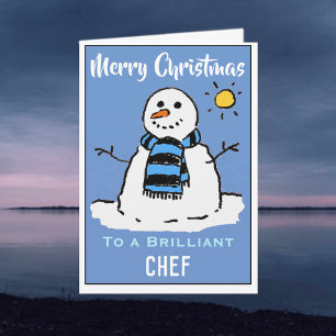 Leuke sneeuwman kerst Kaart voor een chef-kok
