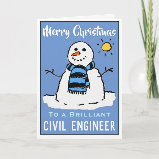 Leuke sneeuwman kerst Kaart voor een civiel ingeni (Voorkant)