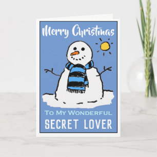 Leuke Sneeuwman Kerstkaart Voor een Geheime Gelief Feestdagen Kaart