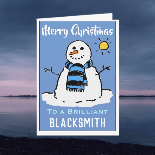 Leuke Sneeuwman Kerstkaart voor een Smederij Feestdagen Kaart