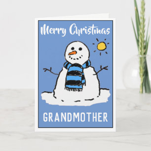 Leuke sneeuwman kerstkaart voor oma feestdagen kaart