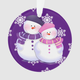 Leuke Sneeuwman Koppel Ornament