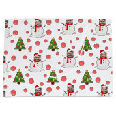 Leuke sneeuwman met aangepaste foto gezicht wit gr groot cadeauzakje (Voorkant)